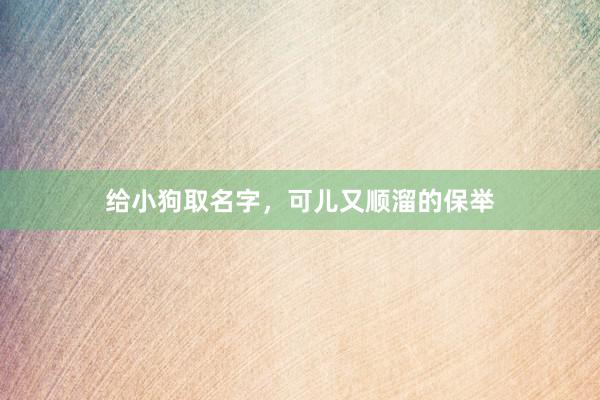 给小狗取名字，可儿又顺溜的保举